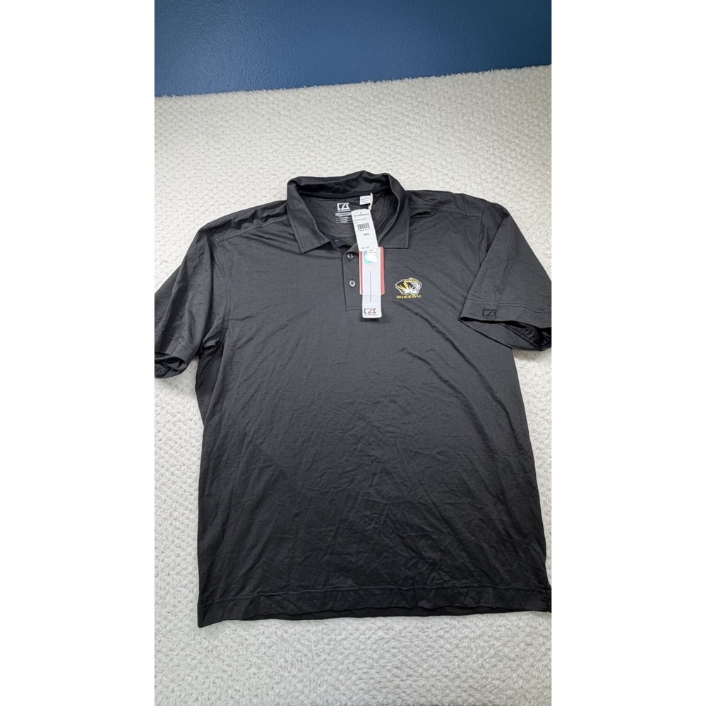Cutter & Buck Mizzou Tigers Mens Polo Shirt 2XL Missouri Short Sleeve Pinstripe